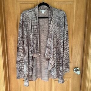 Crocodile Snake Open Front Edgy Witchy Chic Long Sleeve Glam Cardigan - Large